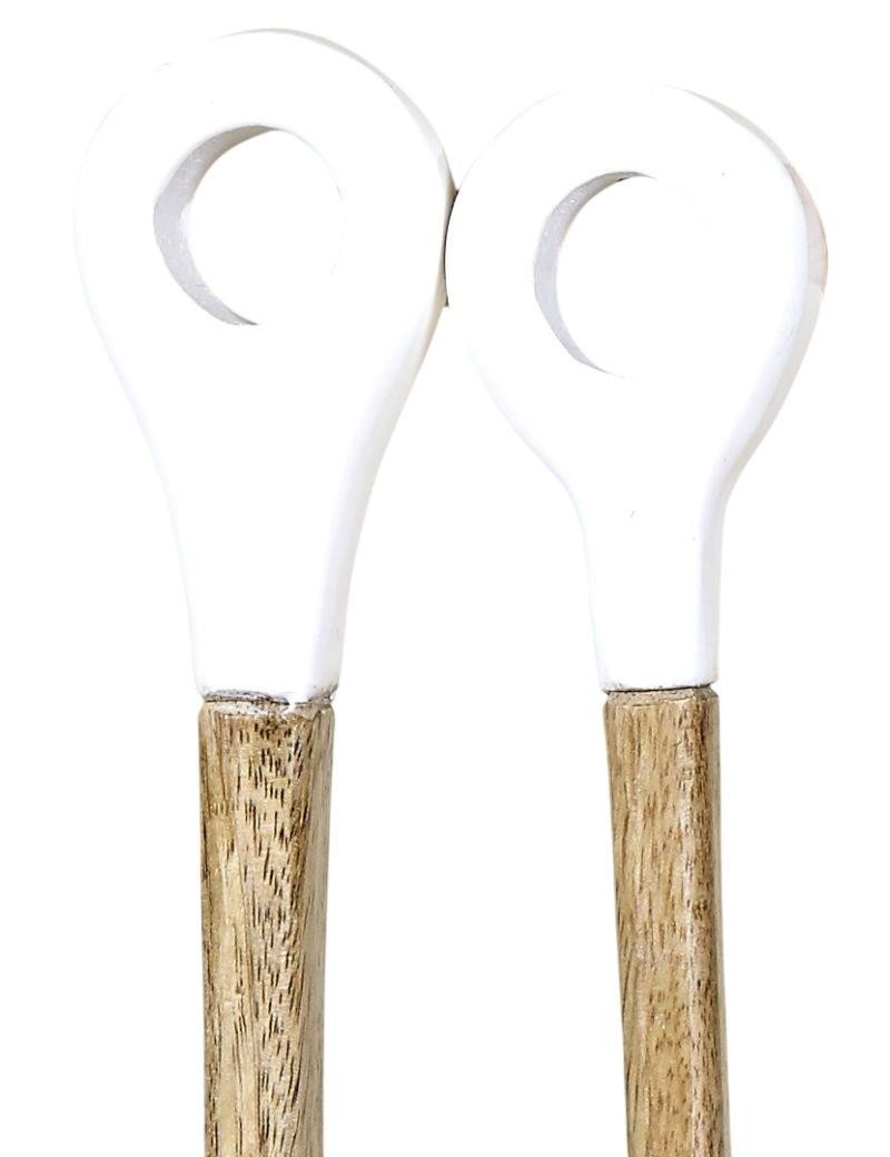 Juego de cubiertos de madera y esmaltada liso blanco | Salotto