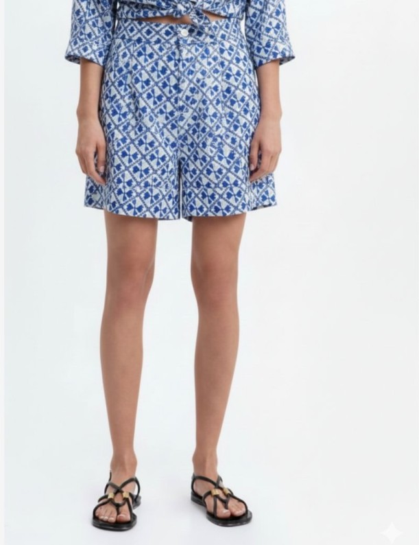 SHORT BORDADA DE PAJARITAS EN RAMIE GRIEGO – GREEK ARCHAIC KORI