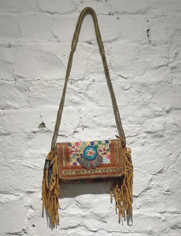 BANDOLERA BANJARA PATCHWORK CON FLECOS