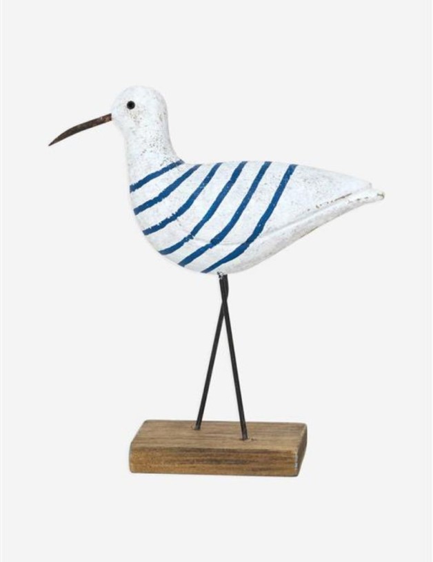 PÁJARO DE MADERA A RAYAS CON BASE