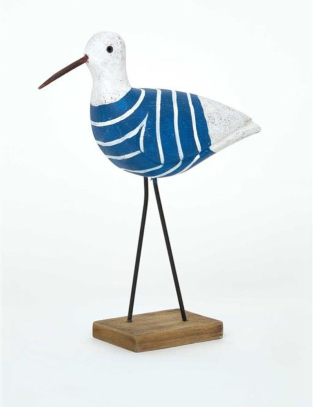 PÁJARO DE MADERA A RAYAS CON BASE