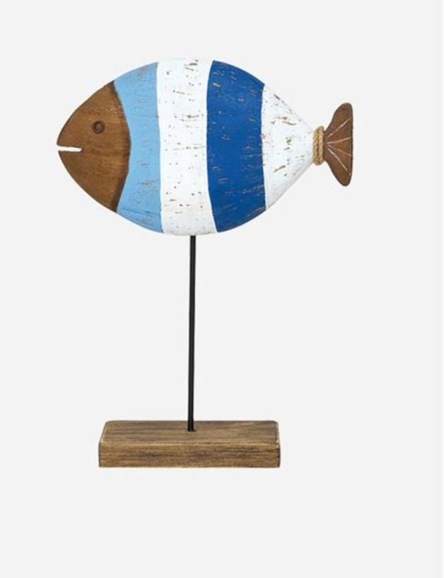 PEZ DE MADERA A RAYAS CON BASE