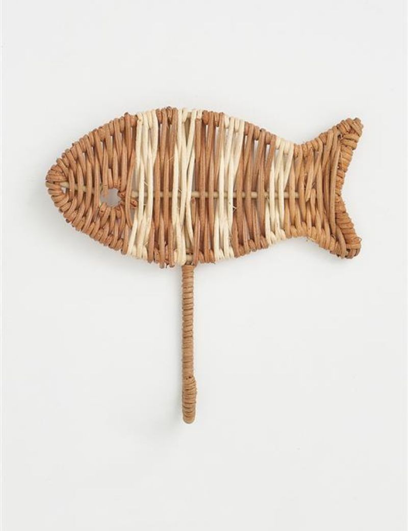 Porte-manteau en rotin poisson naturel | Salotto