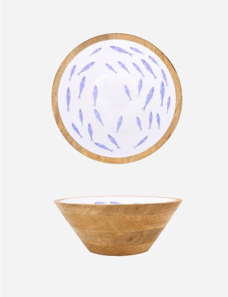 BOL DE MADERA ESMALTADA PECES