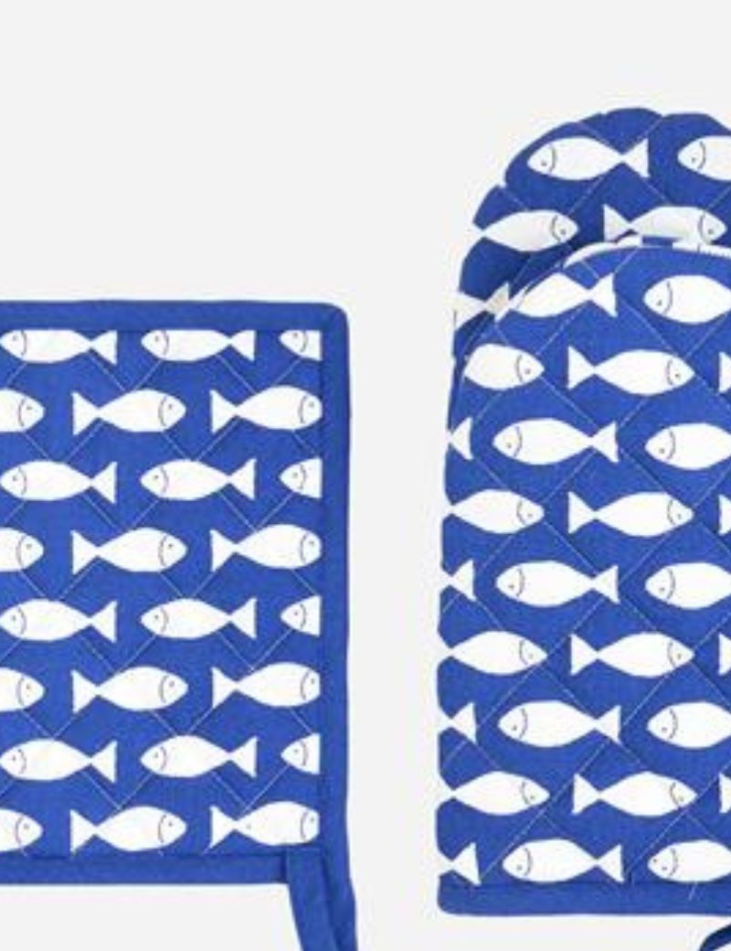 SET DE GUANTE Y AGARRADERA DE COCINA PECES