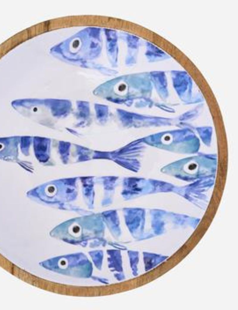 BOL DE MADERA ESMALTADA PECES,