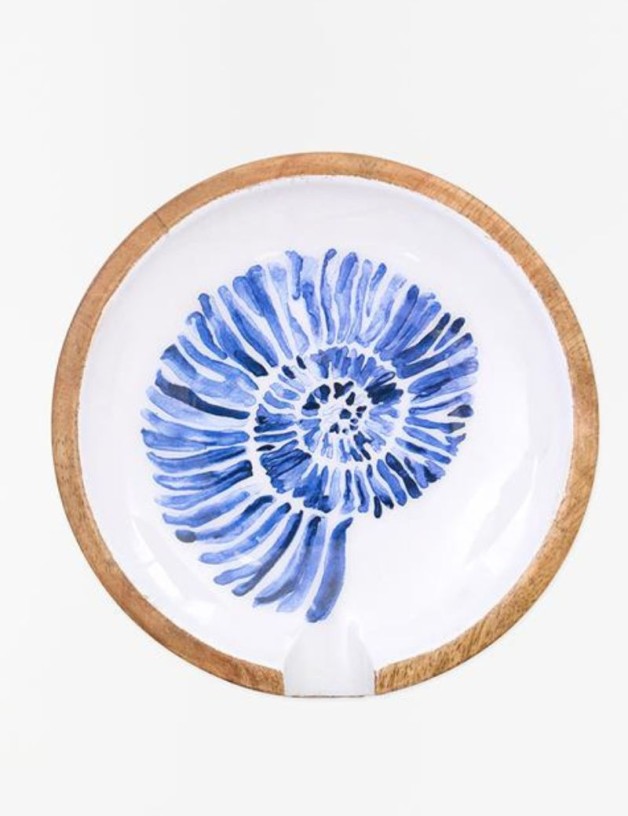 REPOSACUCHARAS DE MADERA ESMALTADA CARACOLA