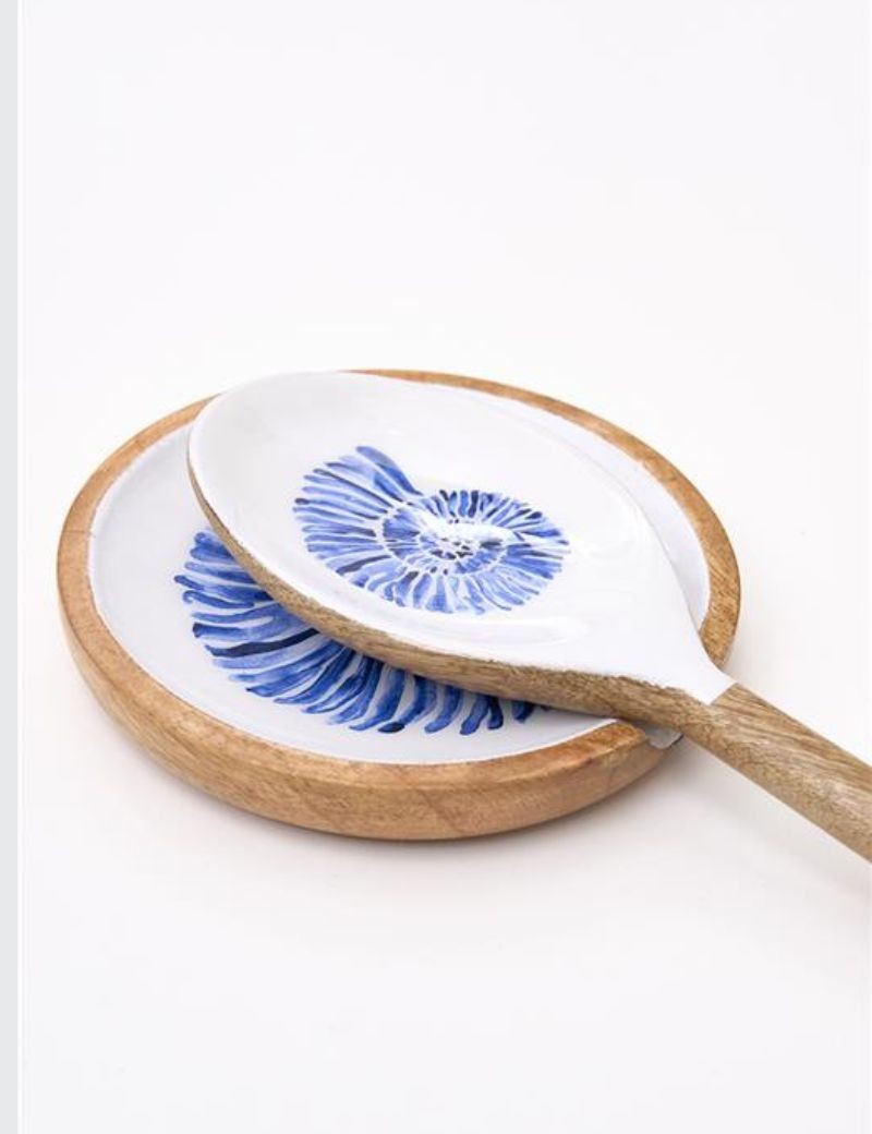 REPOSACUCHARAS DE MADERA ESMALTADA CARACOLA