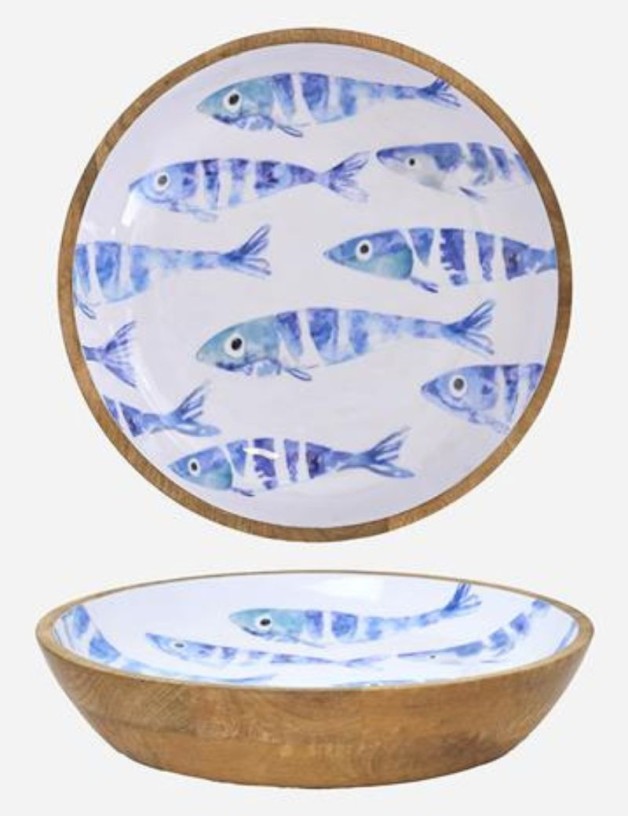 BOL DE MADERA ESMALTADA PECES