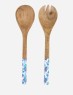 SET DE CUBIERTOS PARA ENSALADA DE MADERA ESMALTADA CORAL