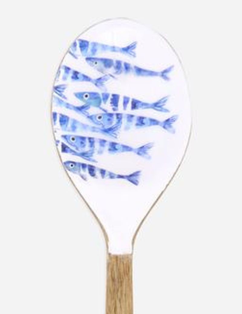 CUCHARA DE MADERA ESMALTADA PECES